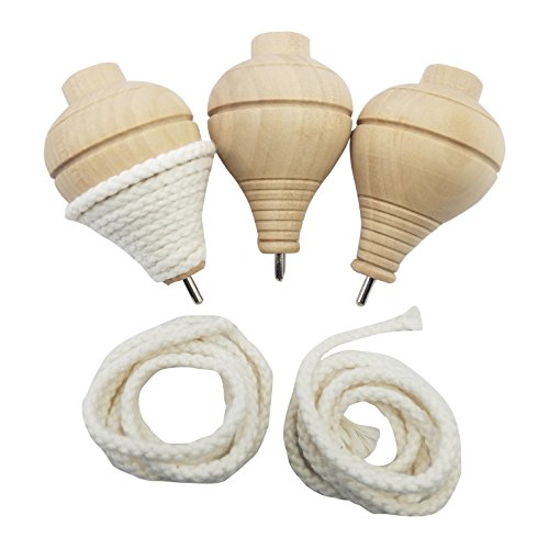 image for Adventure Awaits! - 3 PACK Hand-Carved Wooden TOPS with Strong Steel P