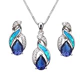 Hermosa Jewelry Sets Australian Opal Blue Sapphire Necklace Earrings