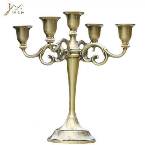 Amazon Com Decor Candelabra Gold 5 Arms Metal Pillar Candle27cm