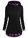 EA Selection Women's Contrast Plaid Hem Funnel Neck Hoodie M Purple