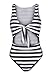 Inorin Women’s Sexy High Waist Black Stripe Printed One Piece Swimsuits Beach Wear