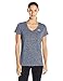 Under Armour Womens Tech V-Neck Twist Short-Sleeve T-Shirt , Academy Blue (408)/Metallic Silver , Large