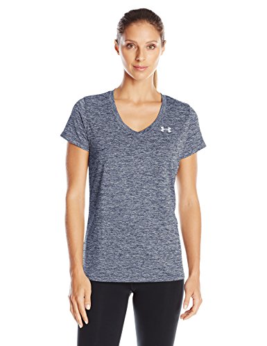 Under Armour Women's Tech V-Neck Twist T-Shirt, Academy (408)/Metallic Silver, Small