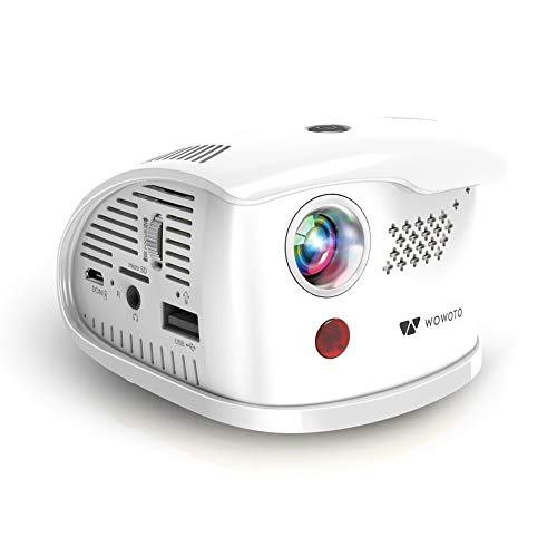 WOWOTO Q1 Mini Portable Projector 150 ANSI Lum, Smart DLP Projector Built-in Battery, Android 7.1OS Support Bluetooth, Wi-Fi Connection, Support Full HD 1080p, Smartphone, Laptop, USB, TF Card and APP