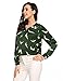 Zeagoo Women's Casual Print Chiffon V Neck High Low Hem Blouse Top,Green,X-Large