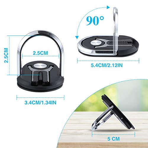 Cell Phone Ring Holder Stand, 3 in 1 Multipurpose Mobile Phone Bracket, Phone Metal Ring Holder use for Universal Car Air Vent, 360°Rotation & 90°Flip (2 Pack - Black)