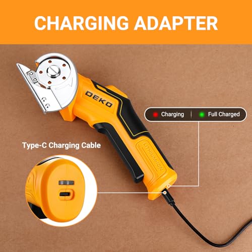 DEKOPRO 3.7 V Electric Scissors for Potatur Cordless Multifunction Cutter Shears – Powerful in Cutting, Ideal for Cardboard, Fabrics, Leather, Carpets and Plastic (Yellow)