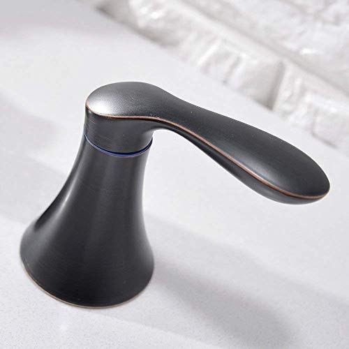 Friho Lead-Free 2 Handle 3 Holes Lavatory Vanity Oil Rubbed Bronze Bathroom Faucet, Bathroom Vessel Sink Faucet with Water Hoses and Pop Up Drain Stopper