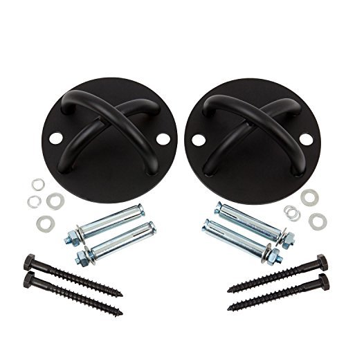WNG Brands Suspension Trainer Wall & Ceiling Mount Set Heavy-Duty Anchor Bracket for Olympic Gymnastics Rings, Yoga Swing & Hammock, Punching Bag & Battle Ropes Cold Rolled Steel Hook (Set)
