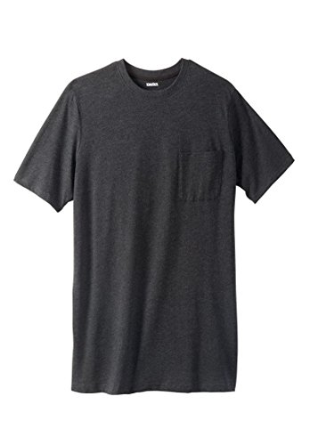KingSizeMen's Big & Tall Shrink-Less Lightweight Longer-Length Crewneck Pocket T-Shirt