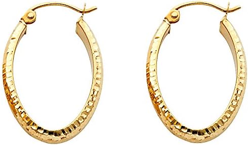 14k Yellow Gold 3.5mm Thickness Oval Shape Hool Earrings (24 x 17 mm)