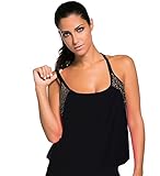 Aleumdr Womens Insert Padded Tankini Top Upper Body Scattering Print