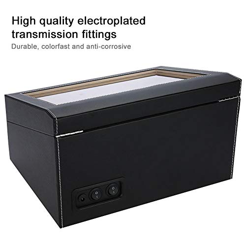 TMISHION Watch Winder Box, 4 Automatic Watches + 6 Grids Watch Storage Case Quiet Motor Multiple Rotation(Black+US Plug)