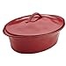 Rachael Ray Cucina Stoneware 3.5-Quart Oval Casserole, Cranberry Red