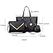 Fashion road Luxury Women's Satchel Hobo Tote Handbag Bag Purse Set, Black, 3 Piece