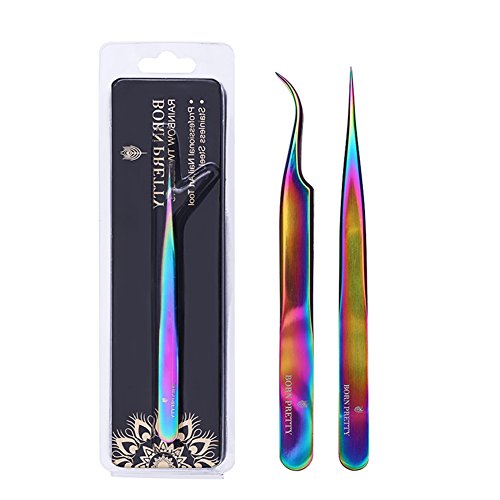 Born Pretty Tweezers Straight Curved Colorful Stainless Steel