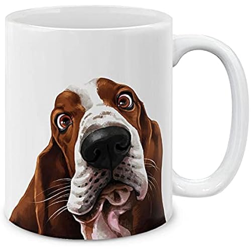 MUGBREW Cute Basset Hound Dog Full Portrait Ceramic Coffee Mug Tea Cup, 11 OZ