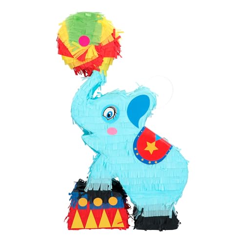 Boland - 30979 - Pinata cirque éléphant, 26 x 8,5 x 45 cm, décoration à suspendre, décoration pour anniversaire, fête à thème et carnaval