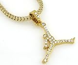 Hip-Hop Bling Iced Gold Tone JORDAN Pendant Necklace with Free 24