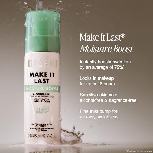 Milani Make It Last Moisture Boost Setting Spray - Alcohol Free Waterproof Makeup Finishing Mist - Hydrating & Soothing Formula for Sensitive Skin - 1 Count