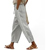 LOVESHOOT Women Linen Pants Summer 2026 High Waist Comfy Gauze Slacks Lightweight Casual Loose Trousers with Pockets