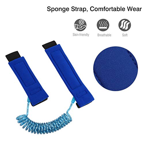 [2 Pack] Anti Lost Wrist Link, Zooawa Child Outdoor Safety Hook and Loop Wristband Leash Child Safety Harness for Kids and Toddlers, 1.5M Fluorescent Purple + 1.8M Fluorescent Blue - Thumbnail 3