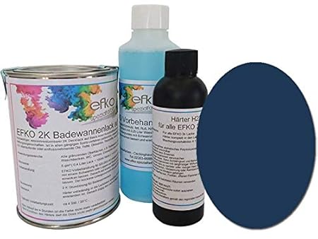 Badewannenlack Badewannenfarbe Duschwannenlack Duschwannenfarbe Saphirblau RAL5003 seidenglänzend Menge Set für ca. 5 qm