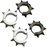 Mens Womens Punk Silver/Black Stainless Steel Huggie Hoop Earrings Goth Spike Rivet Earrings Rock Hiphop Jewelry