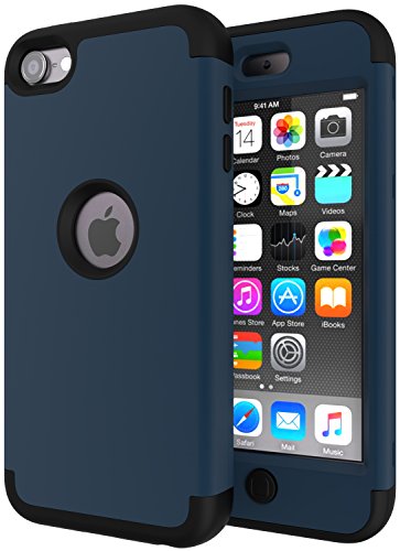 iPod Touch 7 Case,iPod Touch 6 Case,SLMY(TM)High Impact Heavy Duty Shockproof Full-Body Protective Case with Dual Layer Hard PC+ Soft Silicone For Apple iPod Touch 7th/6th/5th Generation Teal/Black