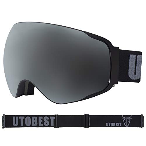UTOBEST Anti Fog Ski Goggles for Men Women Cozy Windproof OTG Snowboard Goggles with 100% UV Protection Unisex Snow Shield Goggle Spherical Dual Lens Anti-Glare Design for Skiing Skating Outdoor Sport
