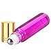 Olilia Glass Roll on Bottles with Metal Roller Balls, Essential Oils Key included 12 Pack of 10ml (Violet - Gold Lids)