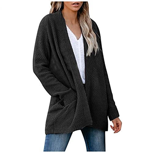PHSHY Open Front Oversized Cardigan for Women Popcorn Long Sleeve