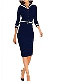 Viwenni Womens Elegant Colorblock Tunic Business Casual Party Pencil Sheath Dress