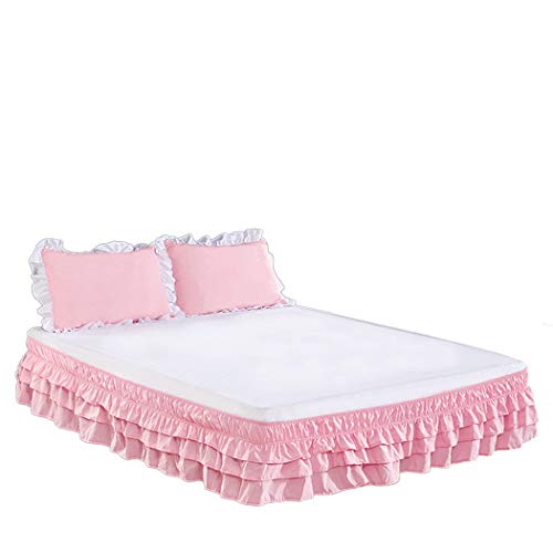 Tngan Wrap Around Bed Skirt Elastic Dust Ruffle Full Queen King Bedskirt Pink Twin