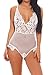 Aranmei Sexy Teddy Lingerie for Women One Piece Lace Bodysuit Underwear Small White