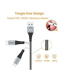 USB C Cable Aioneus USB Type C Cable Fast Charging 6FT 3 Pack Charger Cable Nylon-Braided Charging Cord Compatible with Samsung Galaxy S8 S9 S10 S10e A10e A20 A50 A70,Huawei,Sony, LG,Nintendo Switch