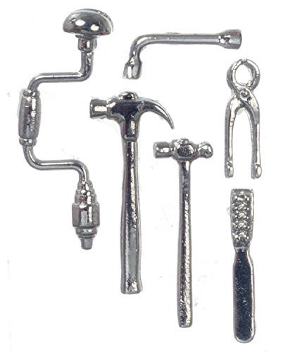 Dollhouse Miniature Set of 7 Shop Tools in Metal