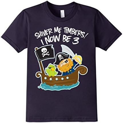 Kids Boy's Third Birthday Shirt with Pirate 4 Navy