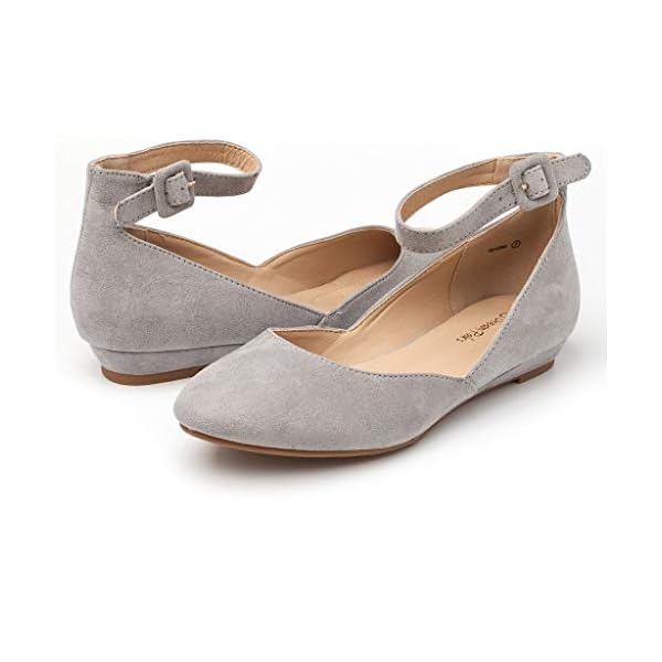DREAM PAIRS Women's Revona Low Wedge Ankle Strap Flats Shoes Pretty