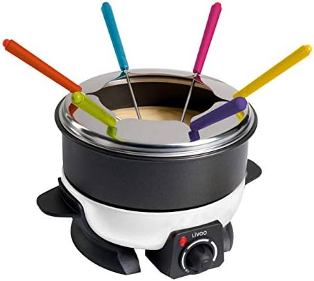 LIVOO DOC106 Appareil Personnes | Capacité 1,6 L | 6 Fourchettes à Fondue incluses | Thermostat Réglable | 500 Watts, Noir - Cuisine A Vivre LIVOO DOC106 Appareil Personnes | Capacité 1,6 L | 6 Fourchettes à Fondue incluses | Thermostat Réglable | 500 Watts, Noir