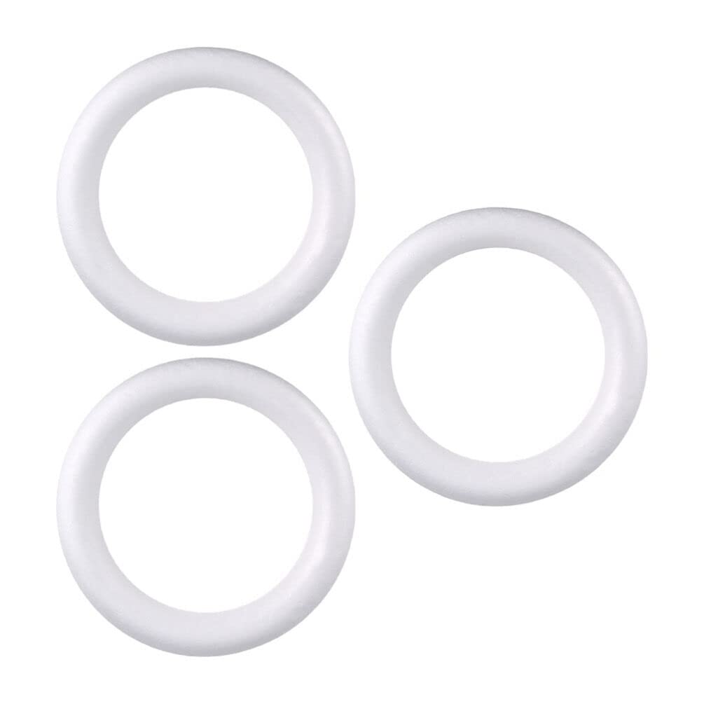 3Pcs Foam Wreath Forms DIY Foam Round Ring Foam Wreath Handmade Ring Ornament Christmas Decoration for Flower Projects, Wedding