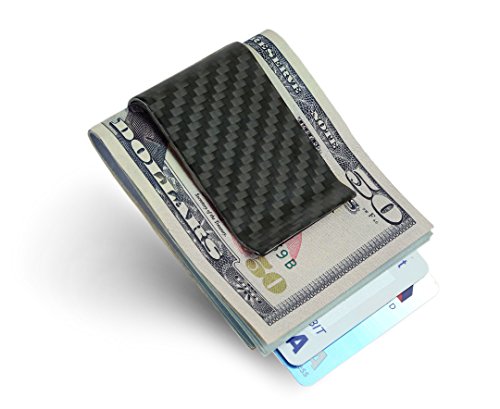 Carbon Fiber Money Clip Credit Card holder - SERMAN BRANDS Slim Business Card Holder Clips for men Glossy (Glossy)