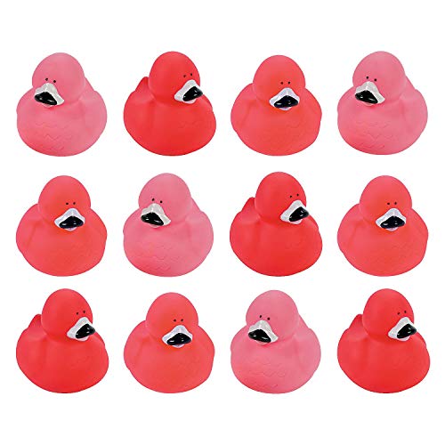 Fun Express Vinyl Flamingo Rubber Duckies | 12 Count | Great for Seasonal Holiday Party Decor, Giveaways, Prizes, and Favors