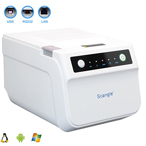 Scangle SGT-88IV Desktop USB Direct Thermal POS Receipt Printer – with USB/Serial / Ethernet Ports – Work on Windows XP//7/8/8.1/10/Linux/android, (USE, White)