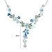 Glamorousky Blue Flower and Tiny Butterfly Necklace with Blue Austrian Element Crystals