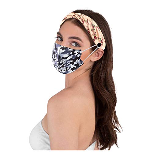 LuminitA Headbands with Buttons for Nurses | Headband for Holding Cover for Doctors & Healthcare Workers（Cover not Included (Free Size, Multicolor B（4 PC)