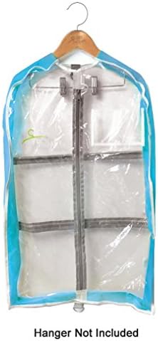 SHORT Garment Bag 18" x 27" with Gusset - Electric Blue Gusset/Clear