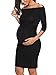 Kalayo Women's Off Shoulder Maternity Bardot Bodycon Dress 3/4 Sleeve Ruched Sides Casual Pregnancy Clothes