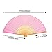 Bememo 12 Pack 8.3 Inch Chinese Paper Foldable Hand Fan for Women, Paper Silk Bamboo Handheld Decorative for Wedding Bridal Shower Festival Dance Decoration Party Favors DIY (Pink)