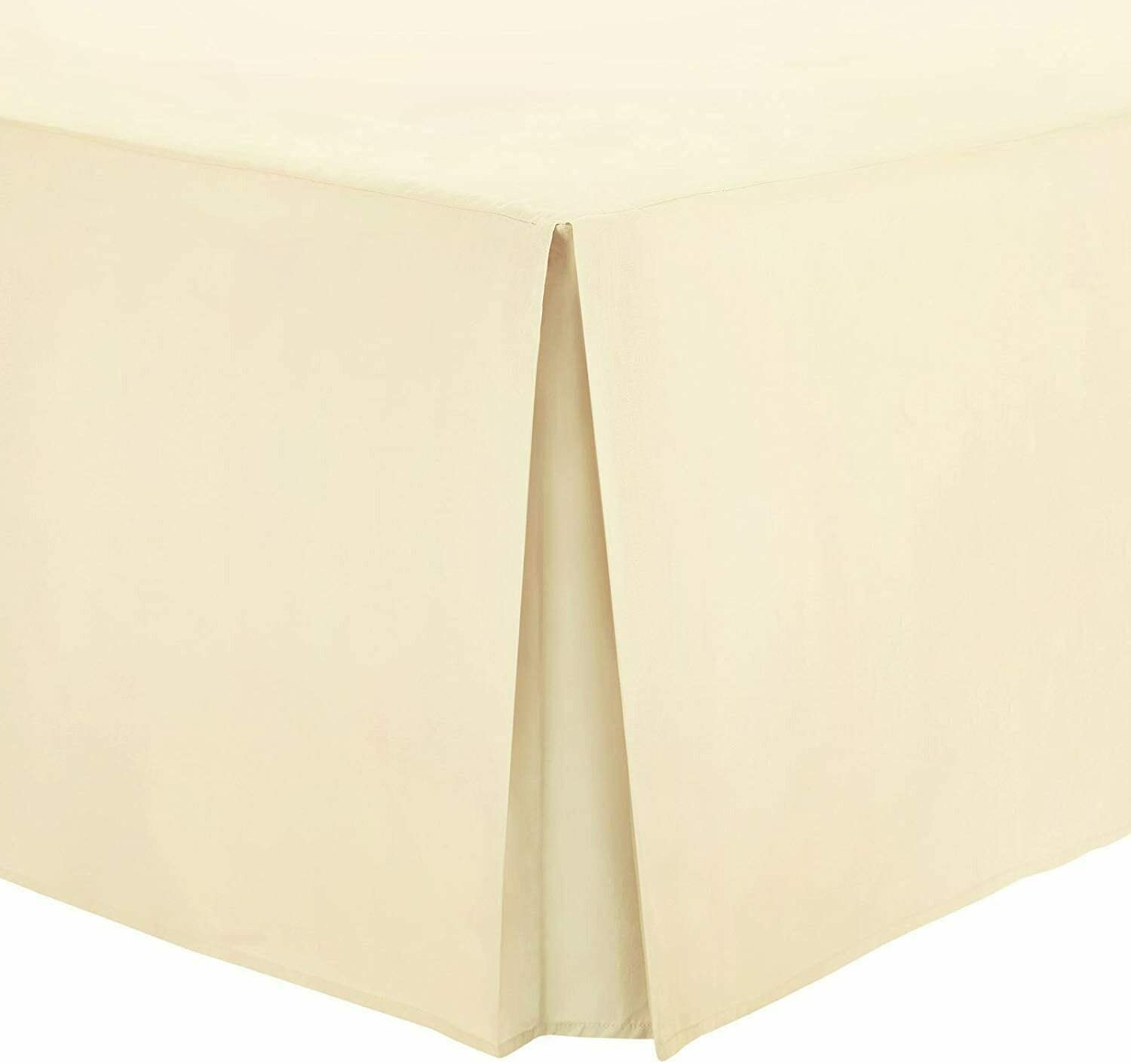 British Home Bedding - Pleated Platform Base Valance Sheet - Plain Polycotton fits under Mattress Base Valance Sheet - Ultra Soft and Light Weight (Super King, Cream) — image 1